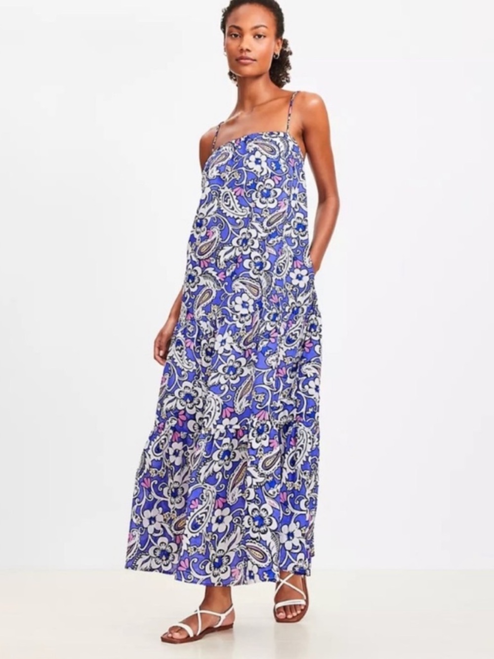 LOFT Beach Purple Paisley loose dress small